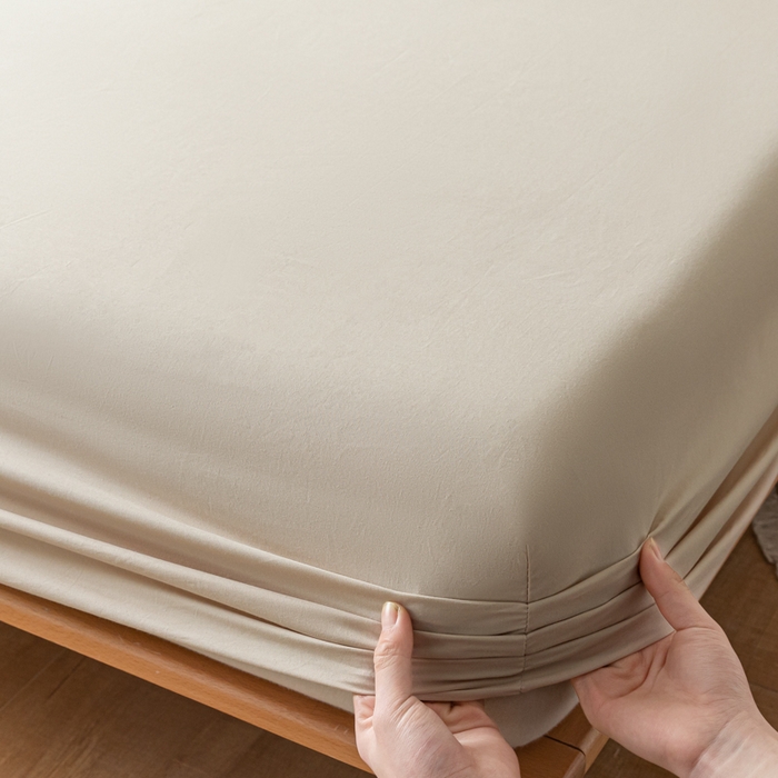 91家纺网 家纺一手货源 找家纺 ab家纺 2024新款A类40支水洗全棉床笠三件套 卡其