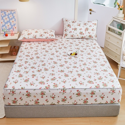 91家纺网 家纺一手货源 找家纺 元元 2024新款小清新隐藏式夹棉套件单品-夹棉床笠 古茗