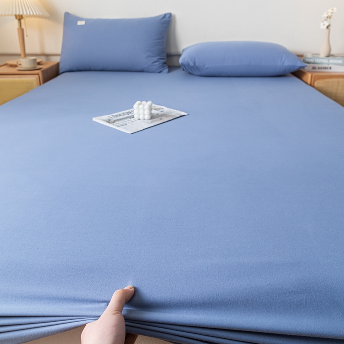 91家纺网 家纺一手货源 找家纺 ab家纺 2024新款A类40支水洗全棉床笠三件套 宾利蓝
