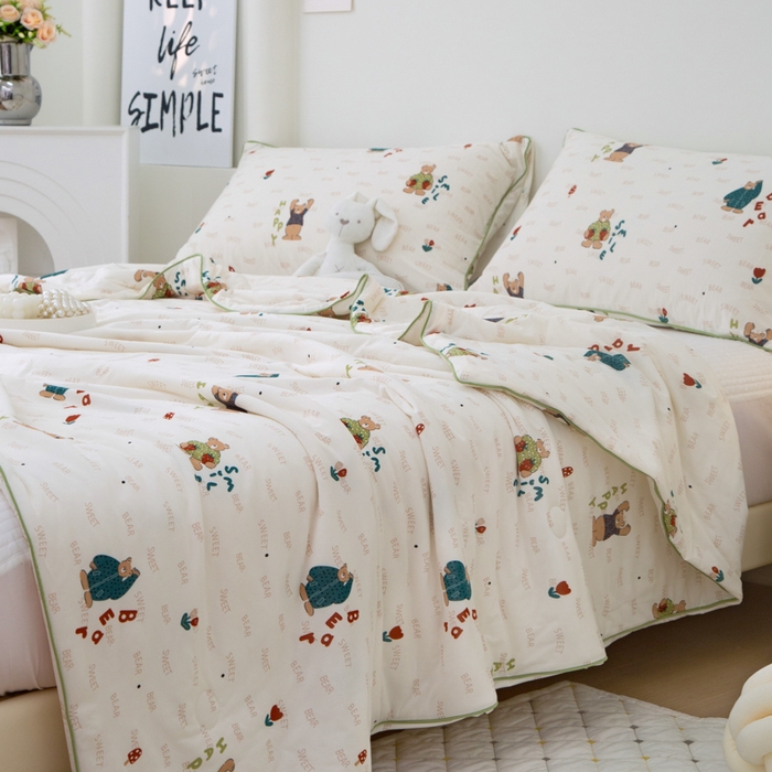 91家纺网 家纺一手货源 找家纺 维洋 2025新款A类针织大豆被夏被被子 卖萌熊