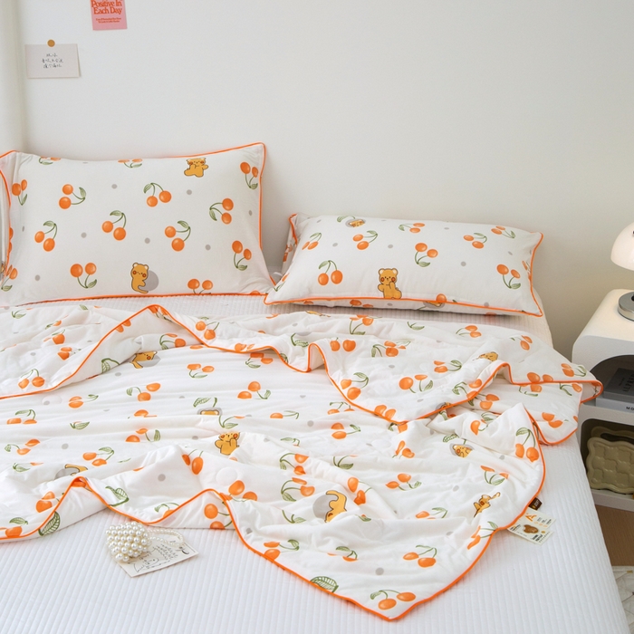 91家纺网 家纺一手货源 找家纺 维洋 2025新款A类针织大豆被夏被被子 樱桃小熊