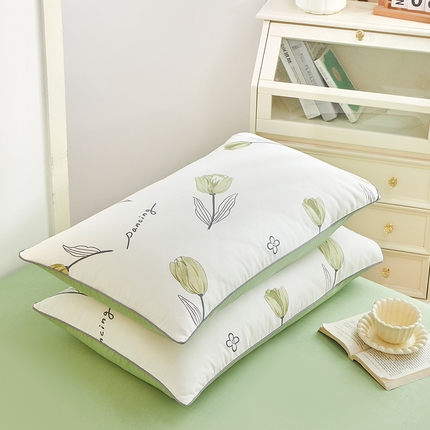 元元 2024新款小清新隐藏式夹棉套件单品-夹棉枕套 娇兰-绿