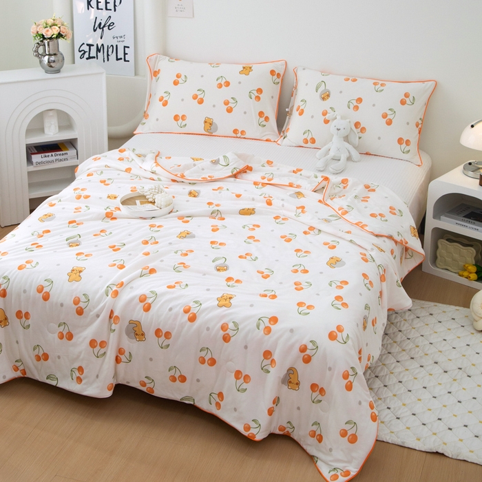 91家纺网 家纺一手货源 找家纺 维洋 2025新款A类针织大豆被夏被被子 樱桃小熊