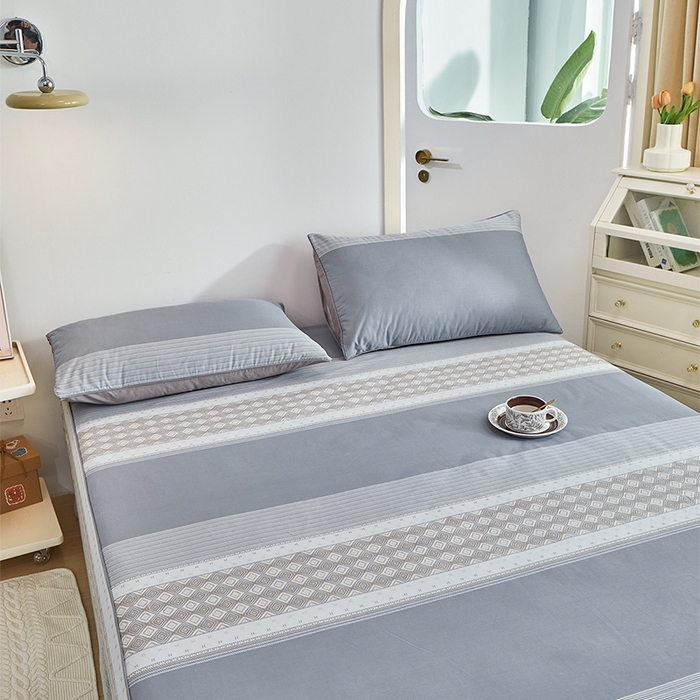 91家纺网 家纺一手货源 找家纺 元元 2024新款小清新隐藏式夹棉套件单品-夹棉床笠 印象都市-灰