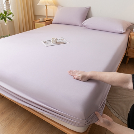 91家纺网 家纺一手货源 找家纺 ab家纺 2024新款A类40支水洗全棉床笠三件套 香芋紫