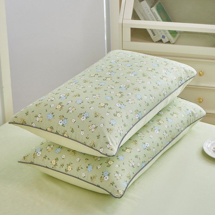 91家纺网 家纺一手货源 找家纺 元元 2024新款小清新隐藏式夹棉套件单品-夹棉枕套 韩式清新-绿