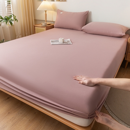 91家纺网 家纺一手货源 找家纺 ab家纺 2024新款A类40支水洗全棉床笠三件套 豆沙