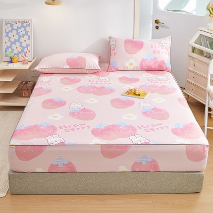 元元 2024新款小清新隐藏式夹棉套件单品-夹棉床笠 哈尼-粉