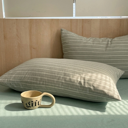 艾咪 2024新款全棉色织水洗棉单品-枕套 维多利浅灰