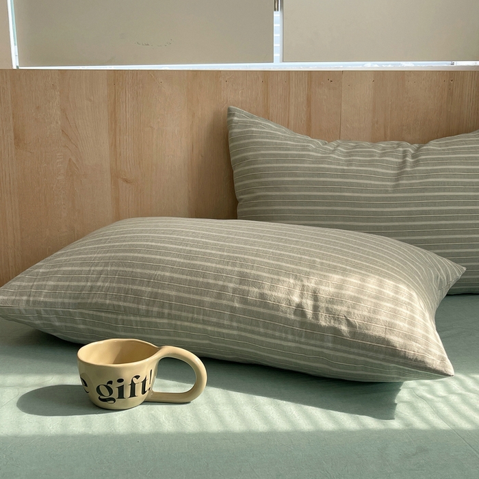 91家纺网 家纺一手货源 找家纺 艾咪 2024新款全棉色织水洗棉单品-枕套 维多利浅灰