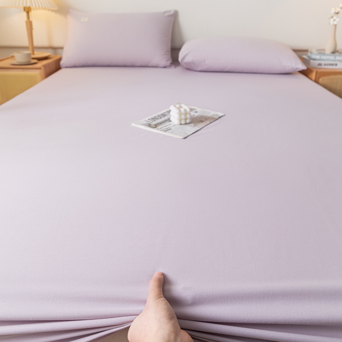 91家纺网 家纺一手货源 找家纺 ab家纺 2024新款A类40支水洗全棉床笠三件套 香芋紫