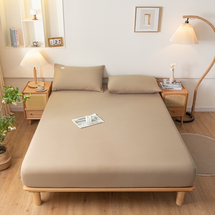 ab家纺 2024新款A类40支水洗全棉床笠三件套 米咖