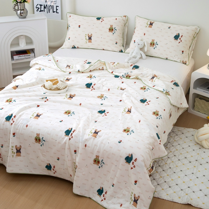 91家纺网 家纺一手货源 找家纺 维洋 2025新款A类针织大豆被夏被被子 卖萌熊