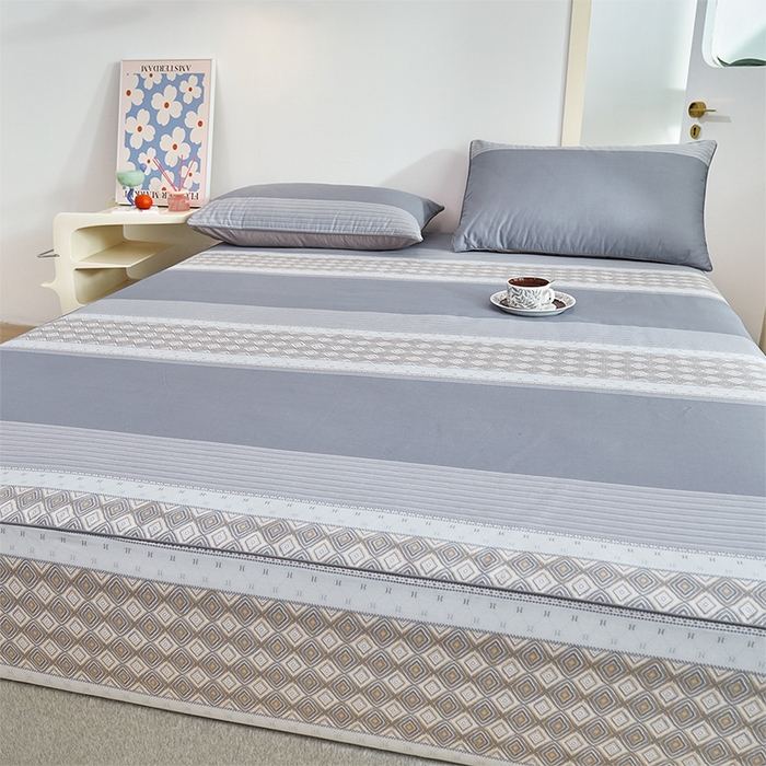 91家纺网 家纺一手货源 找家纺 元元 2024新款小清新隐藏式夹棉套件单品-夹棉床笠 印象都市-灰