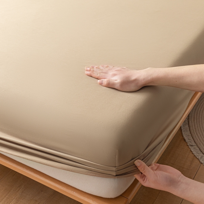 91家纺网 家纺一手货源 找家纺 ab家纺 2024新款A类40支水洗全棉床笠三件套 米咖