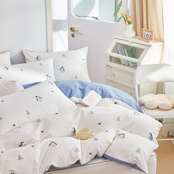 91家纺网 家纺一手货源 找家纺 元元被业 2024新款小清新隐藏式全棉夹棉四件套床笠款 嗨皮-米