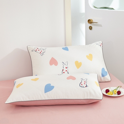 元元 2024新款小清新隐藏式夹棉套件单品-夹棉枕套 甜蜜蜜-米