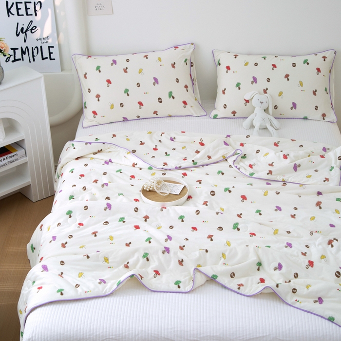 91家纺网 家纺一手货源 找家纺 维洋 2025新款A类针织大豆被夏被被子 蘑菇