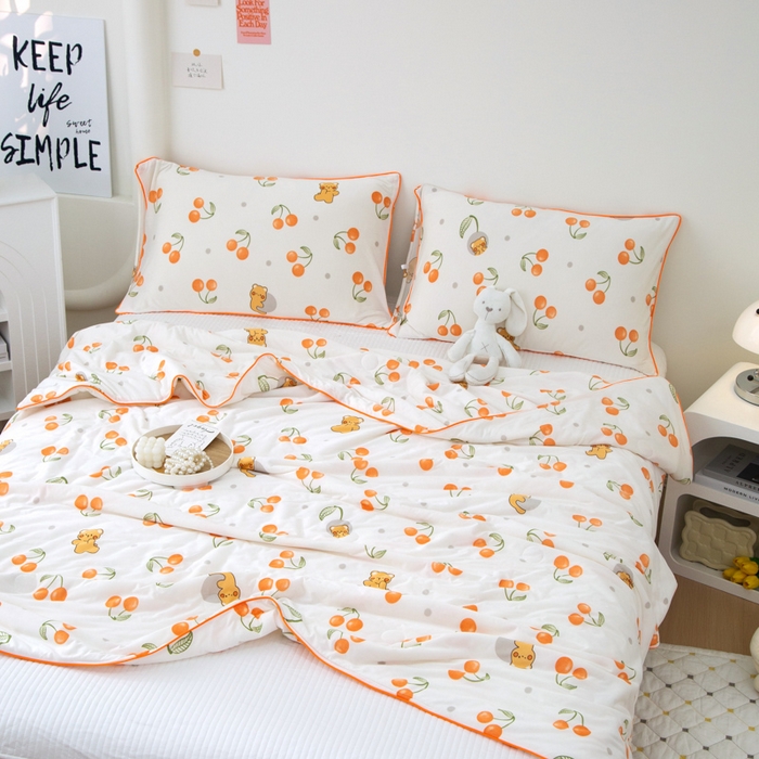 91家纺网 家纺一手货源 找家纺 维洋 2025新款A类针织大豆被夏被被子 樱桃小熊