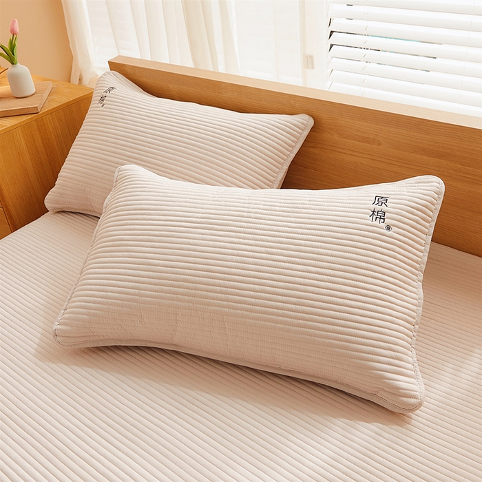 91家纺网 家纺一手货源 找家纺 （总）喜居 2024新款原棉大豆夹棉床笠三件套纯色床笠床垫保护套