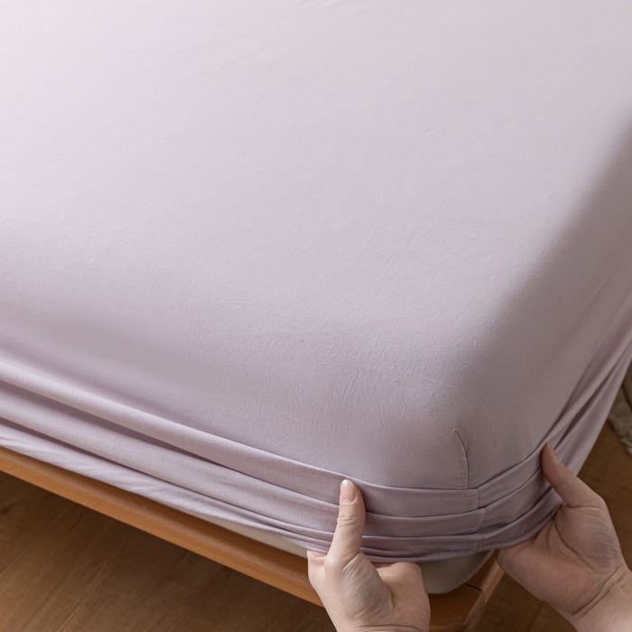 91家纺网 家纺一手货源 找家纺 ab家纺 2024新款A类40支水洗全棉床笠三件套 香芋紫