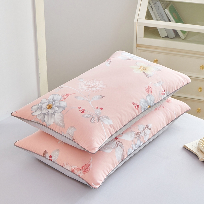 91家纺网 家纺一手货源 找家纺 元元 2024新款小清新隐藏式夹棉套件单品-夹棉枕套 花之绚烂-粉