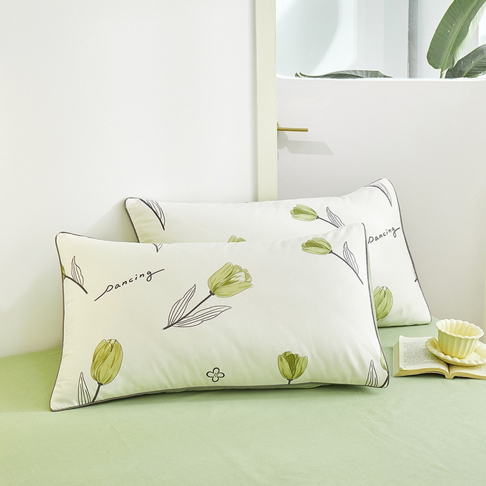 91家纺网 家纺一手货源 找家纺 元元 2024新款小清新隐藏式夹棉套件单品-夹棉枕套 娇兰-绿