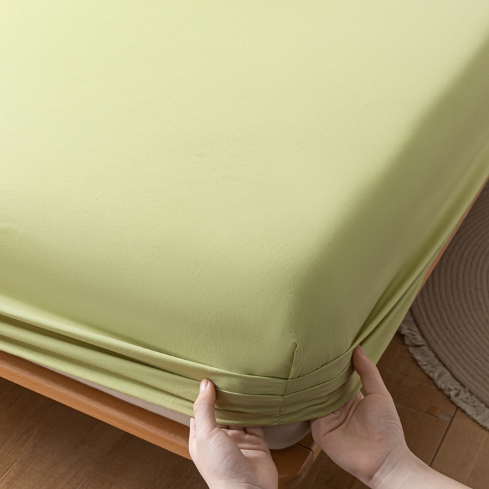 91家纺网 家纺一手货源 找家纺 ab家纺 2024新款A类40支水洗全棉床笠三件套 橄榄绿