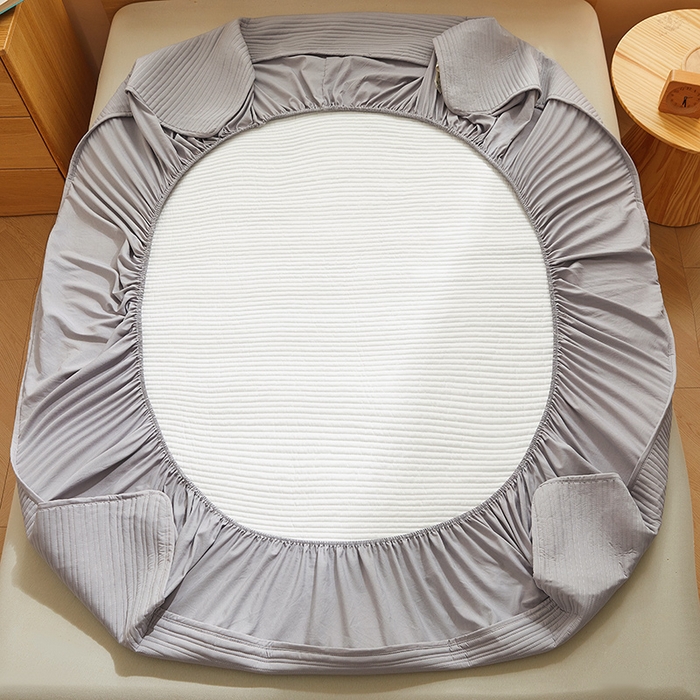 91家纺网 家纺一手货源 找家纺 喜居 2024新款原棉大豆夹棉床笠 雅灰