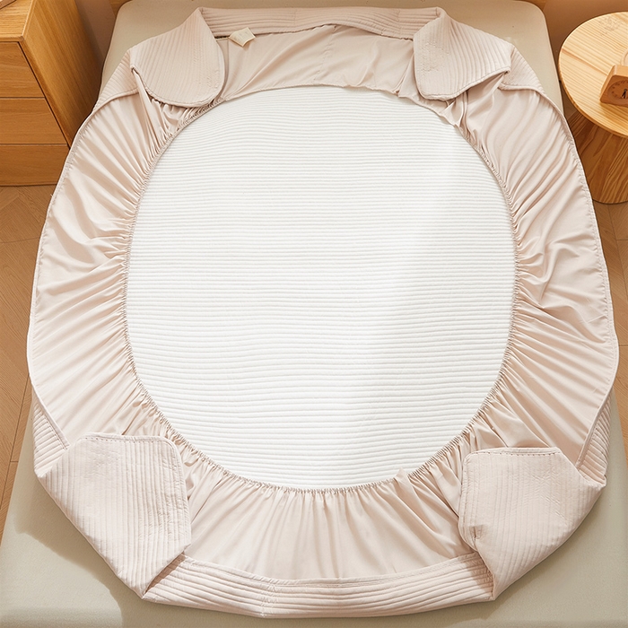 91家纺网 家纺一手货源 找家纺 （总）喜居 2024新款原棉大豆夹棉床笠三件套纯色床笠床垫保护套