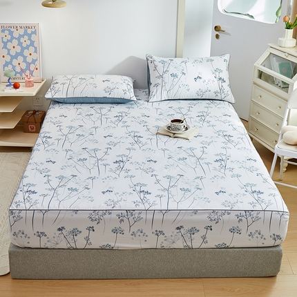 元元 2024新款小清新隐藏式夹棉套件单品-夹棉床笠 璀璨-兰