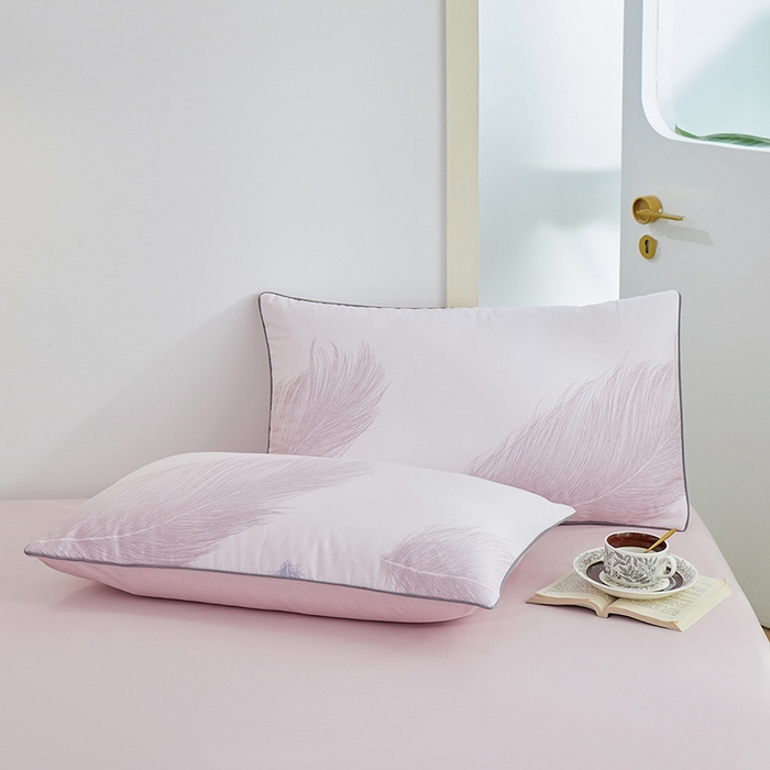 91家纺网 家纺一手货源 找家纺 元元 2024新款小清新隐藏式夹棉套件单品-夹棉枕套 且听风吟-粉