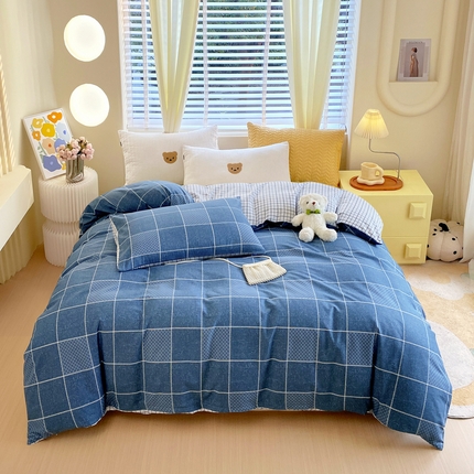 91家纺网 家纺一手货源 找家纺 （总）洺兰 2025年全棉喷气印花四件套纯棉床单床笠款小清新花卉北欧风--单被套