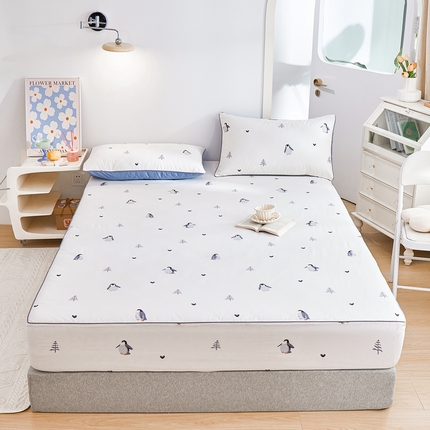 91家纺网 家纺一手货源 找家纺 元元 2024新款小清新隐藏式夹棉套件单品-夹棉床笠 嗨皮-米