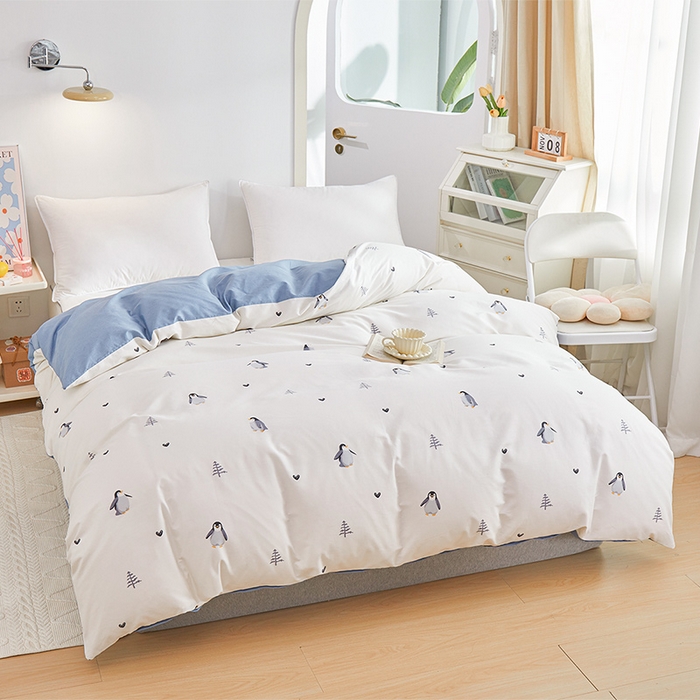 91家纺网 家纺一手货源 找家纺 元元被业 2024新款小清新隐藏式全棉夹棉四件套床笠款 嗨皮-米