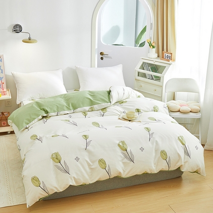 元元 2024新款小清新隐藏式夹棉套件单品-夹棉被套 娇兰-绿