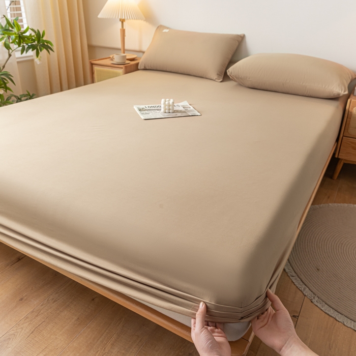 91家纺网 家纺一手货源 找家纺 ab家纺 2024新款A类40支水洗全棉床笠三件套 米咖