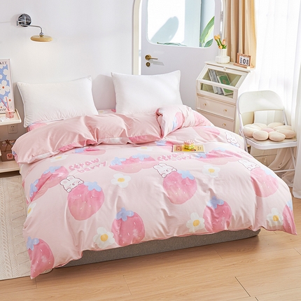 元元 2024新款小清新隐藏式夹棉套件单品-夹棉被套 哈尼-粉