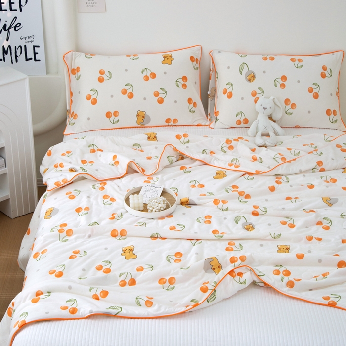 91家纺网 家纺一手货源 找家纺 维洋 2025新款A类针织大豆被夏被被子 樱桃小熊