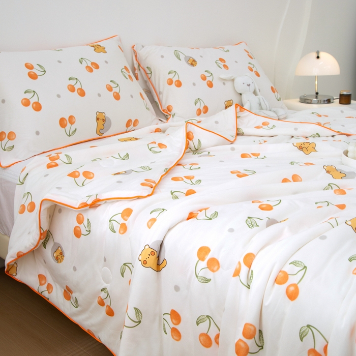 91家纺网 家纺一手货源 找家纺 维洋 2025新款A类针织大豆被夏被被子 樱桃小熊