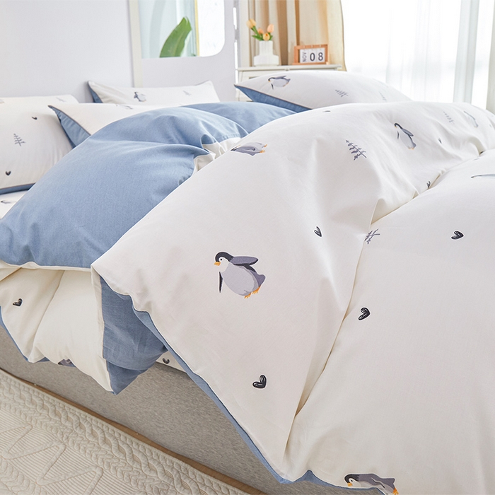 91家纺网 家纺一手货源 找家纺 元元被业 2024新款小清新隐藏式全棉夹棉四件套床笠款 嗨皮-米