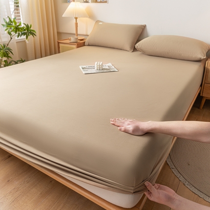 91家纺网 家纺一手货源 找家纺 ab家纺 2024新款A类40支水洗全棉床笠三件套 米咖