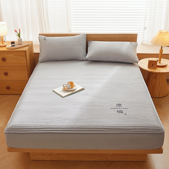 91家纺网 家纺一手货源 找家纺 喜居 2024新款原棉大豆夹棉床笠 星灰