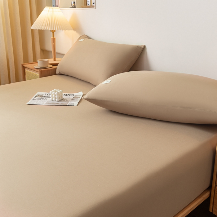 91家纺网 家纺一手货源 找家纺 ab家纺 2024新款A类40支水洗全棉床笠三件套 米咖