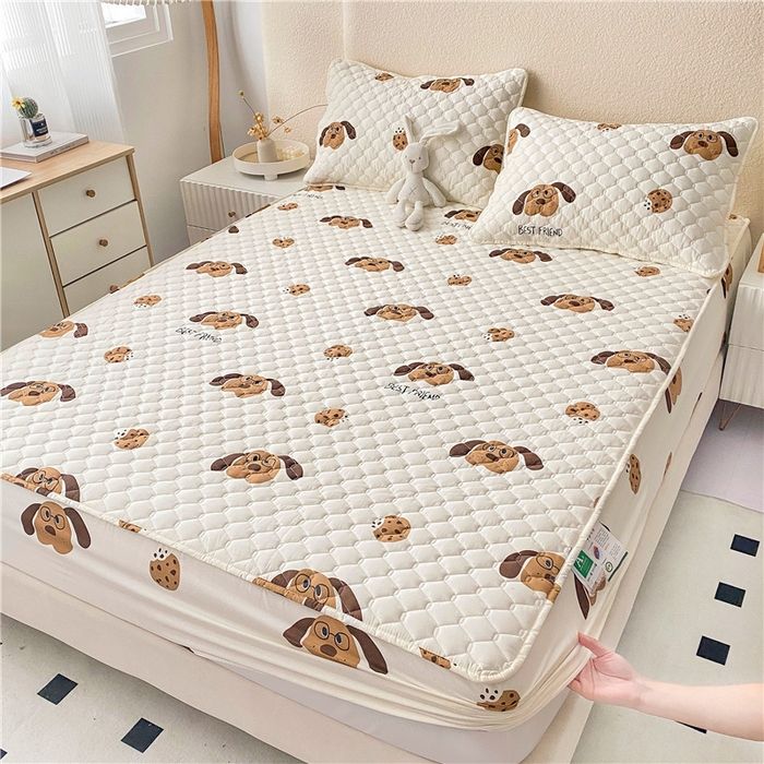 91家纺网 家纺一手货源 找家纺 九亭家纺 2024新款A类全棉抗菌夹棉床笠 全棉-饼干狗