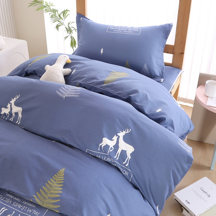 91家纺网 家纺一手货源 找家纺 凯森2024新款133x72全棉三件套纯棉学生床笠宿舍被套上下铺寝室六件套 一路繁程