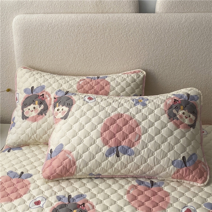 91家纺网 家纺一手货源 找家纺 九亭家纺 2024新款A类全棉抗菌夹棉床笠 全棉-甜美女生