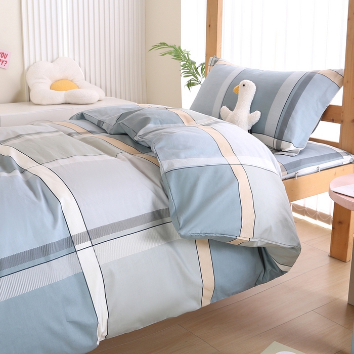 91家纺网 家纺一手货源 找家纺 凯森 133x72学生全棉三件套床单款上下铺宿舍六件套纯棉被套 格兰特