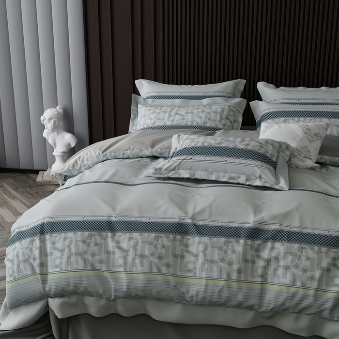 91家纺网 家纺一手货源 找家纺 栩裕纺织 2024新款柔柔棉数码印花四件套 洛梵-灰