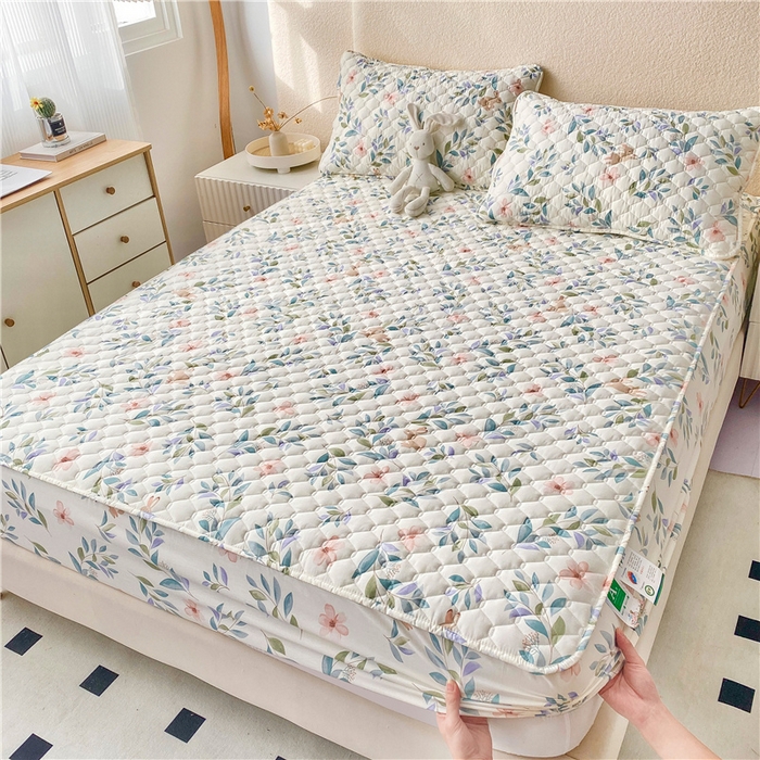 91家纺网 家纺一手货源 找家纺 九亭家纺 2024新款A类全棉抗菌夹棉床笠 全棉-轻纱漫舞